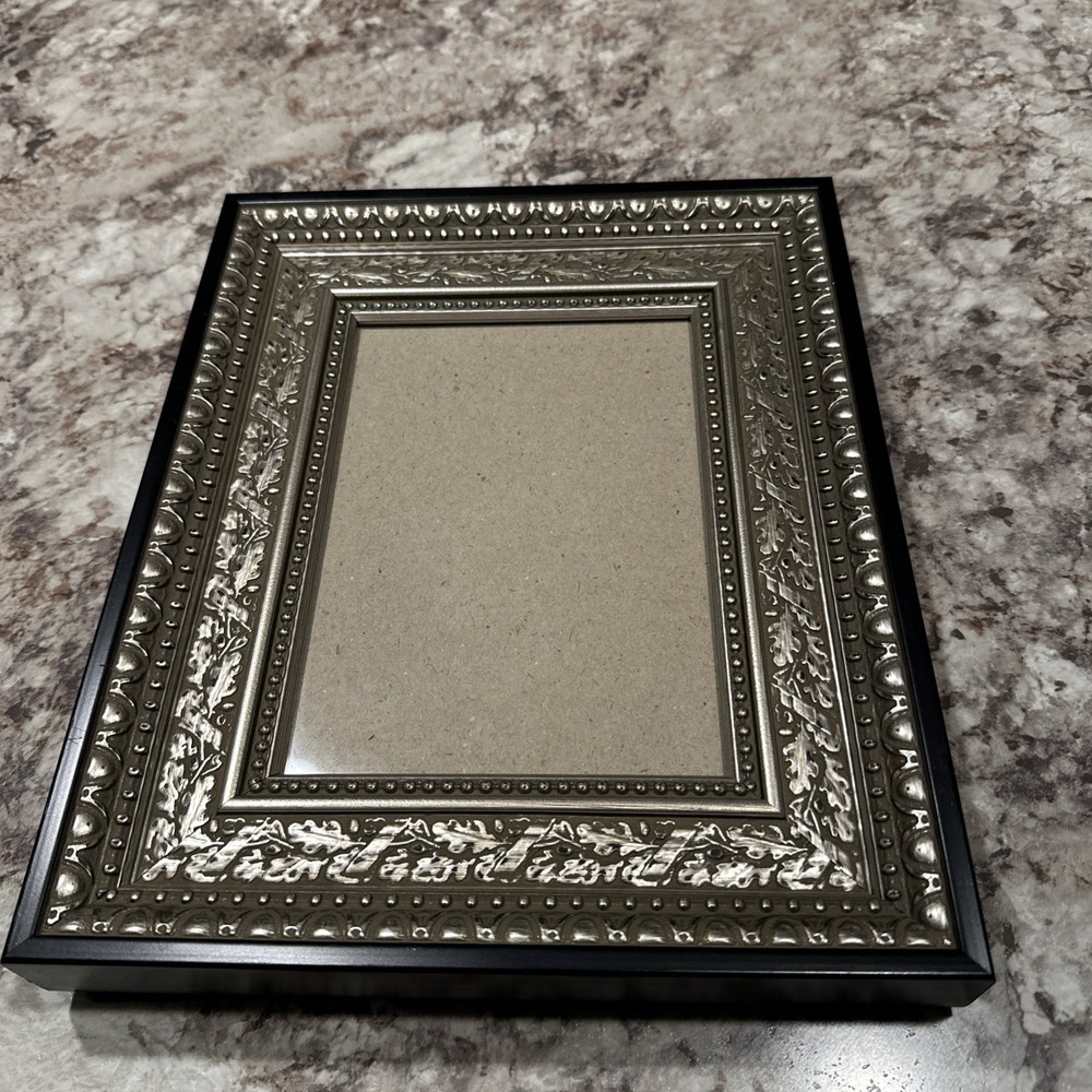 Vintage Black Gold Silver Picture Frame Green Tree Gallery For 5x7 Photo